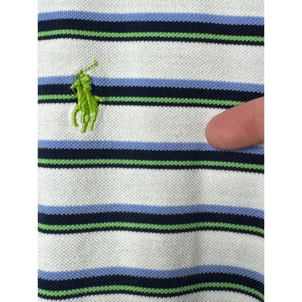 Polo Ralph Lauren Polo Shirt Mens XL Striped Mercerized Pima Mesh Cotton Vintage